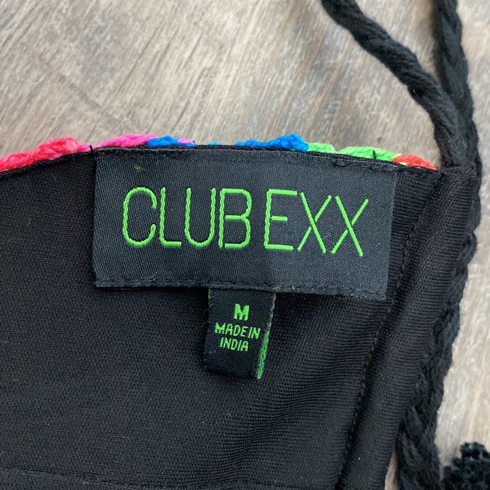 Dolls Kill Club Exx Crochet knit rainbow bikini top wth black lining M - Picture 5 of 11